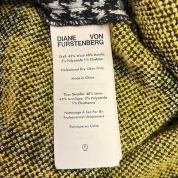 Diane Von Furstenberg Yellow Plaid Wool Lena Skirt Size Small - Picture 6 of 6